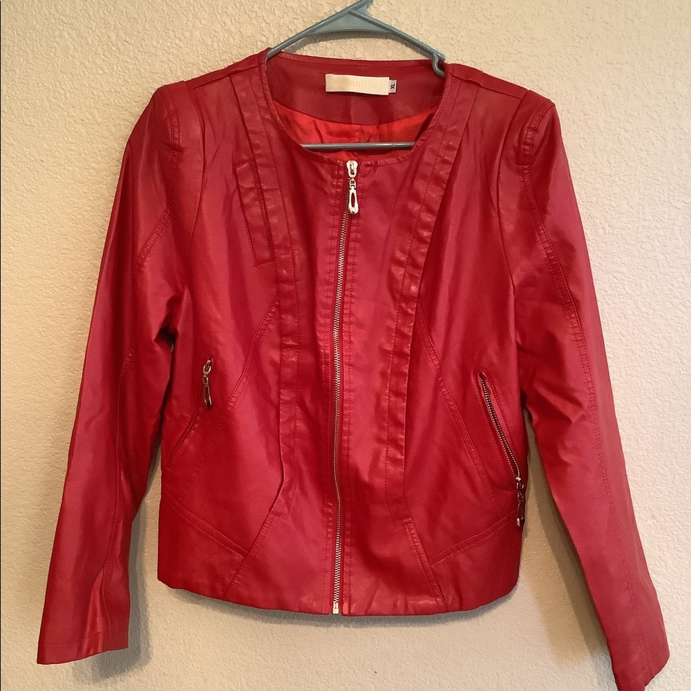 Yadanluwa Red Leather Jacket XL